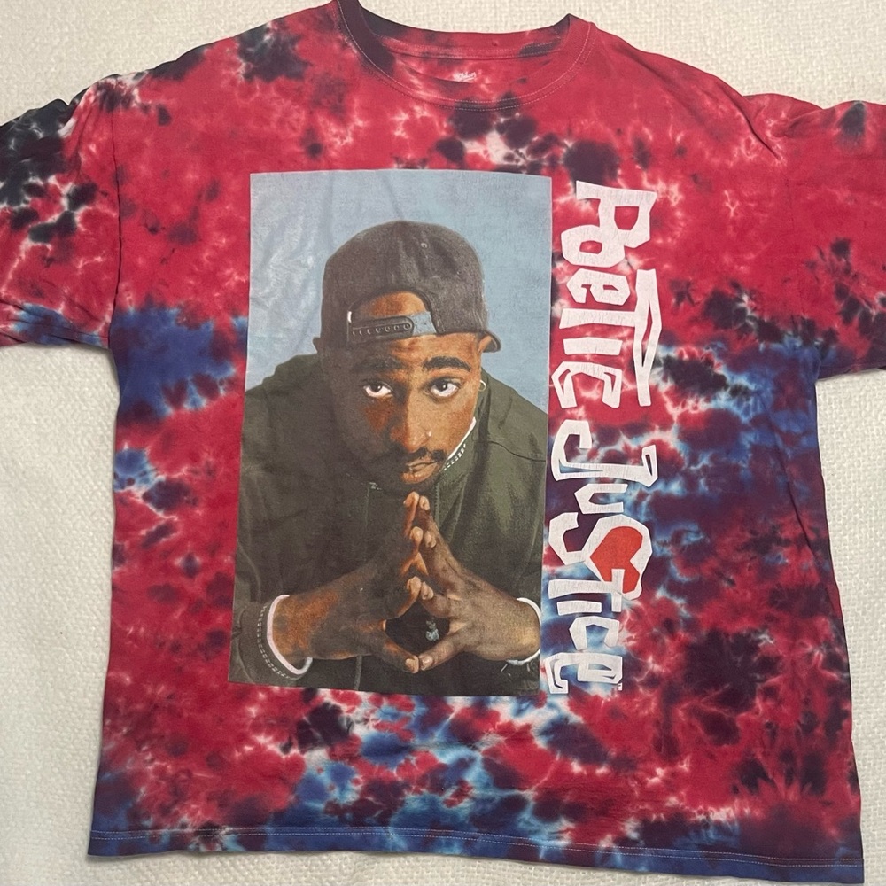 Poetic Justice Tupac Graphic-T tye dye red and Blue casual hippie indie shirt